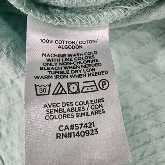 Loft Womens Blouse Medium Mint Green Lace Pleated Button Down Textured Long Slv - Picture 8 of 9